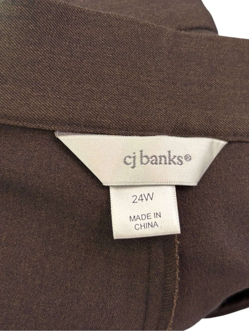 New CJ BANKS size 24W Brown Stretch Moderately Curvy Fit Trouser Dress Pants NWT